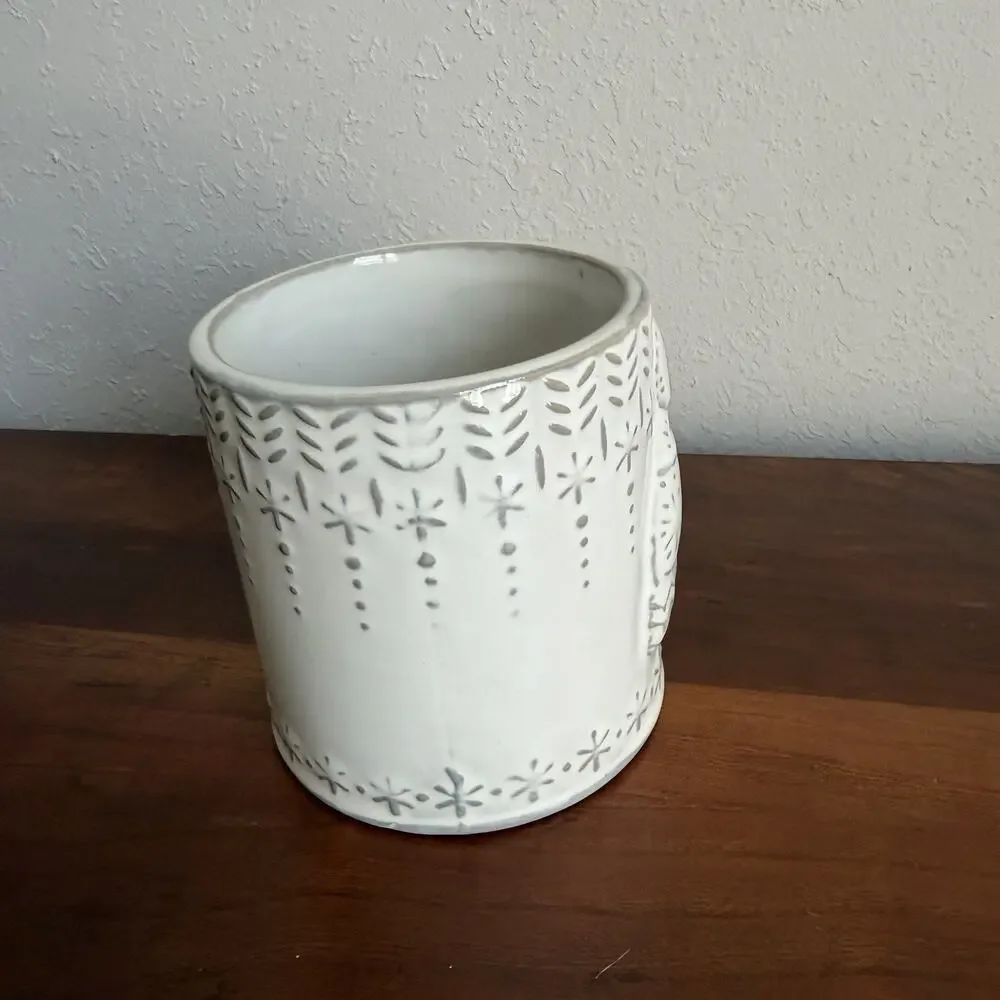 Anthropologie Holiday Christmas Coffee Mug Initial Letter J with Hat & Snowflake